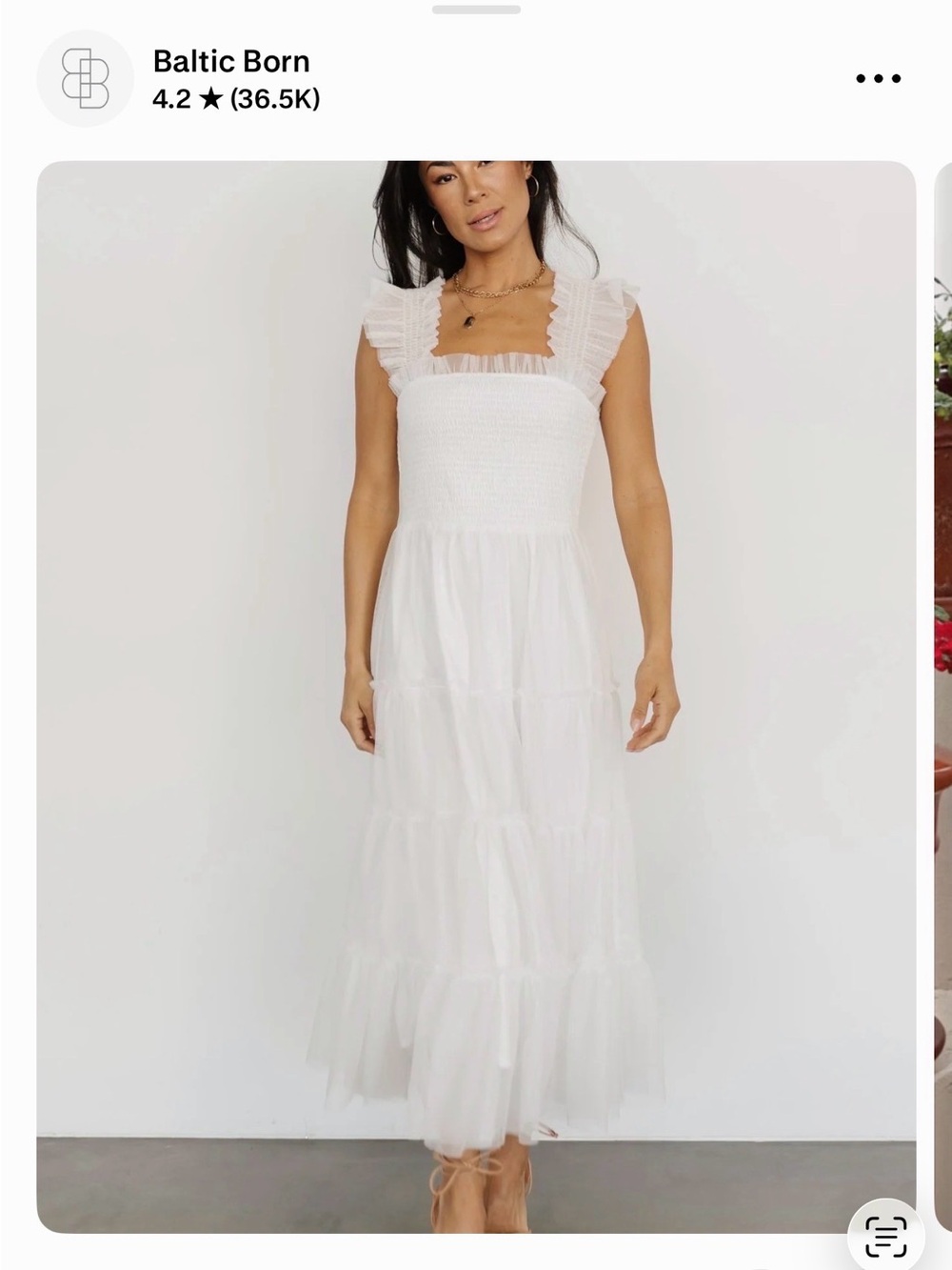 Baltic Born White Ruffle Smocked Maxi Dress